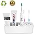 CORNERIA Easy-Store Toothbrush Holder - Bathroom Multi-Purpose Strong Suction Toothbrush Caddy - Detachable (White)