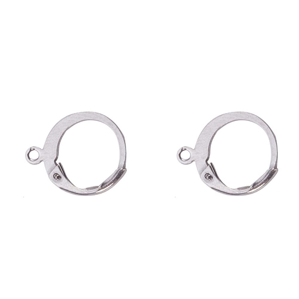 Airssory 100 Pcs 304 Stainless Steel French Clip Leverback Earring Findings Lever Back Connector with Closed Ring Loop for Jewelry Making DIY Crafting - 14.5x12mm