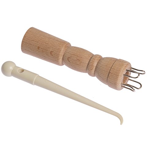 Nurge Knitting Dolly Set of 3, For Beginners Natural Wooden Yarn Wool