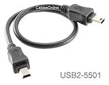 1ft CablesOnline USB 2.0 Mini-B 5-Pin to Mini-B 5-Pin Male/Male Cable, USB2-5501