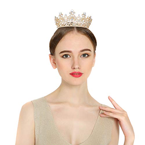 JOYPEA Crown Women Girls Rhinestone Womens Vintage Rose Gold Tiara Queens Birthday Pageant Costume Crown Bridal Crowns For Wedding