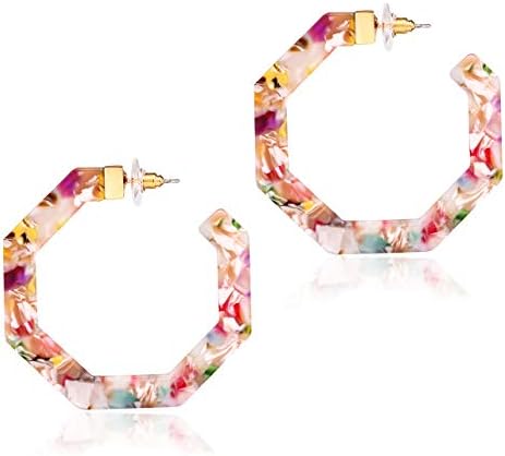 Acrylic Hoop Earrings Tortoiseshell Acrylic Earrings Geometric Resin Earring Studs for Women