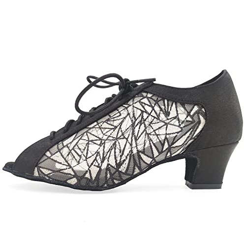 Practise Dance Shoes Black and Khak 4.5cm Woman Ballroom Shoes evk016