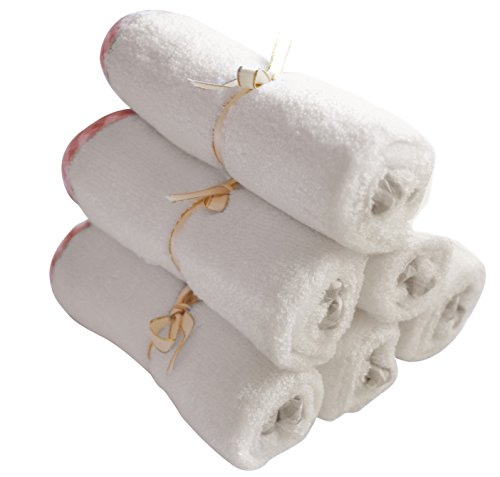 Premium Bamboo Baby Washcloths - (6-Pack) Organic Wash Cloths 2x Thicker & Softer - 10 x 10 in - Perfect for Eczema (Pink)