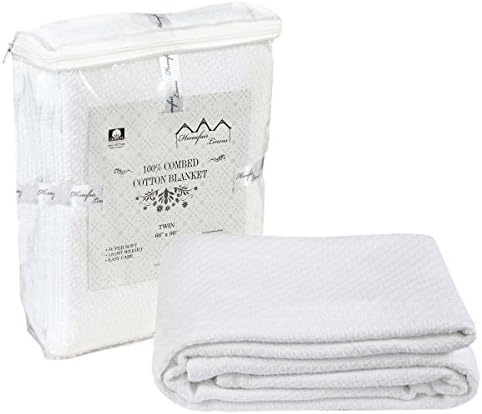 WHITE QUEEN BLANKET 100% Premium Soft Cotton Blanket- Queen Blanket- Thermal Blankets - Soft Cozy &amp; Warm Cotton Blankets- Throw Blankets For Couch- Queen Size Bed Blankets- WHITE Queen Cotton Blanket