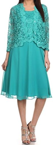 Belle Maids Lace and Chiffon Short Mother's Gown 1336F-BM-JADE-3X