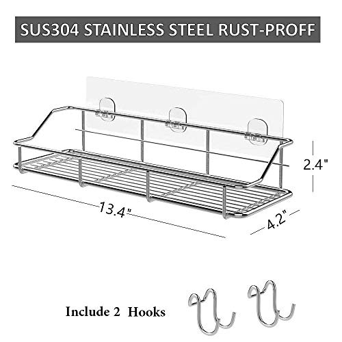 KESOL Adhesive Shower Caddy Shower Shelf Basket with Hooks, 304 Stainless Steel, 2 Pack - Thumbnail 5