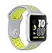 Apple Watch Band - Vitech Soft Silicone Nike+ Sport Style Replacement iWatch Strap band for Apple Wrist Watch Series 1 Series 2 (42mm Silver/Volt)