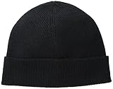 Phenix Cashmere Men's Half Cardigan Rib Knit Cuff Hat, Black, One Size
