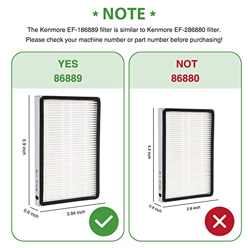6Pack 86889 HEPA Filters for Sears Kenmore EF1 Vacuums & Panasonic