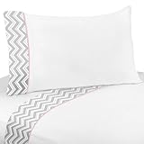 3 pc Twin Sheet Set for Pink and Gray Chevron Zig Zag Bedding Collection