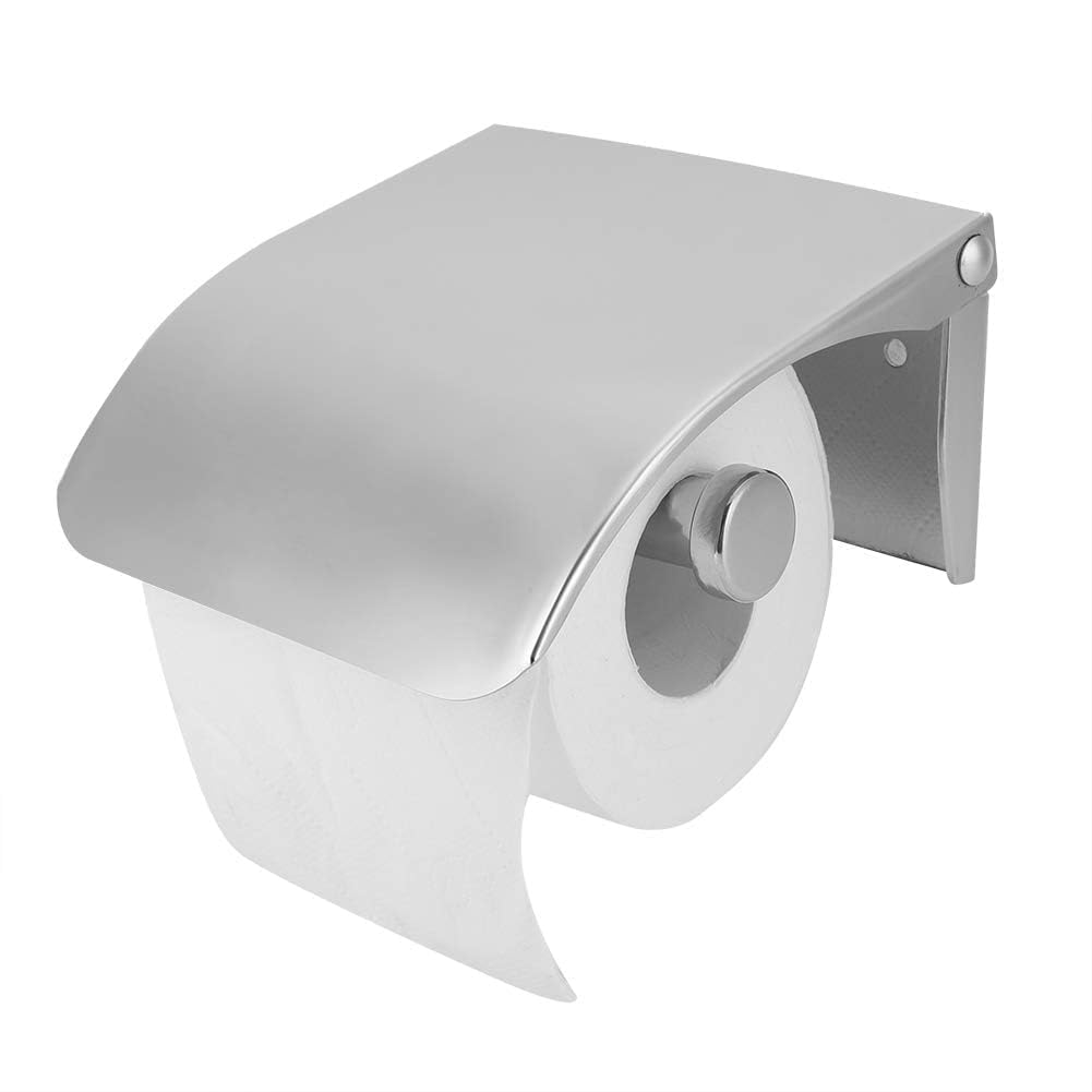 Toilet Paper Holder with Cover, Wall Mounted Tissue Roll Dispenser Stainless Steel Toilet Roll Holder Storage Rack for Bathroom & Kitchen - Waterproof & Rust Resistant