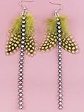 1set vogue black yellow light Feather shiny elegant