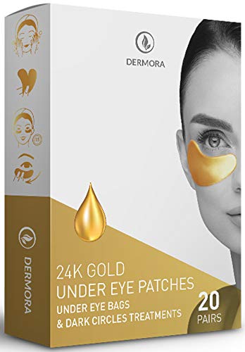 24K Gold Eye Mask- 20 Pairs – Puffy Eyes and Dark Circles Treatments – Look Less Tired and Reduce Wrinkles and Fine Lines Undereye, Revitalize and Refresh Your Skin – CrueltyFree and Vegan.
