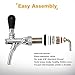 FERRODAY Short Shank Adjustable Faucet Brass Body Stainless Steel Core Draft Beer Faucet No-Rust Plated Beer Faucet for Kegerator Adjustable Beer Tap for Homebrew 5/16 Barbed Fitting Beer Tap