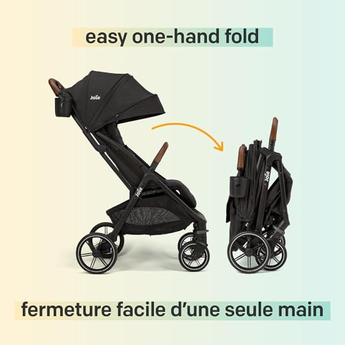 Joie Nutmeg Compact Travel Stroller – Lightweight, with One-Hand Fold, Multi-Position Recline – Newborn to Toddler-Travel-Friendly Design (Thunder)