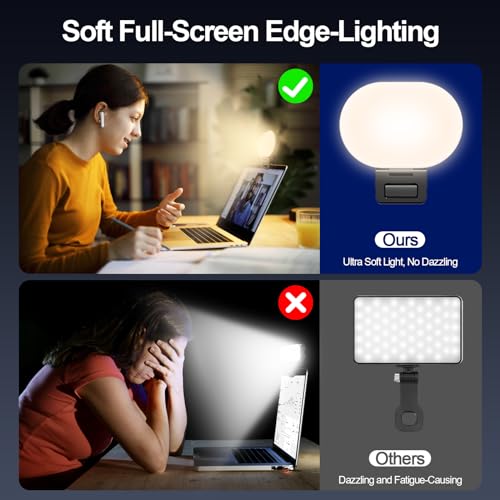 Tobeape 80 LED Full-Screen Selfie Light, Portable Fill Ring Light with 3 Lighting Modes 10 Bright Levels, CRI 95+, 2000 mAh Rechargeable Phone Light with Clip for iPhone Android Tablet Tiktok Video
