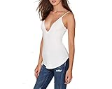 Archie Vince Womens V-neck Open Back Cross Spaghetti Strap Tank Top Camisole White