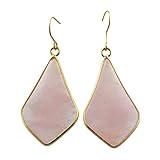 SUNYIK Women's Rose Quartz Crystal Teardrop Dangle Earrings