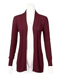 Women's Long Sleeve Open Front Draped Cardigans with Pocket (S-XL)