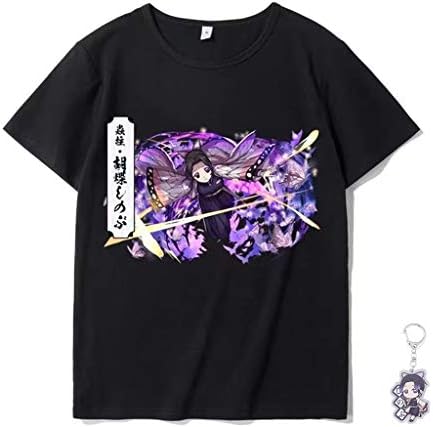 鬼滅の刃 Tシャツ 子供 キッズ かわいい 子供服 ブラック 春夏 アニメ プリント 半袖 男の子 女の子 誕生日 プレゼント 柔らかい イベント 鬼殺隊 衣装 グッズ キーホルダー付き