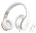 Headphones, Sound Intone I65 Headphones with Microphone and Volume Control for Travel, Work, Sport , Foldable Headset for Iphone and Android Devices(White/gold)