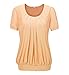 Solatin Women's Short Sleeve Scoop Neck Pleated Front Fitted Blouse T-shirt