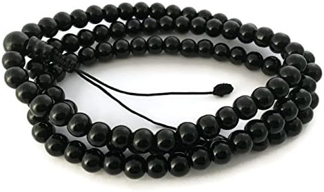 Natural Matte Tibetan Black Onyx 108 Beads Full Mala, Mediation Beads Mala, Yoga Beads Mala