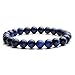 Jovivi Set of 3 8MM Natural Yellow/Red/Blue Tiger Eye Semi Precious Gemstone Healing Crystals Round Bead Elastic Stretch Bracelets for Men Women