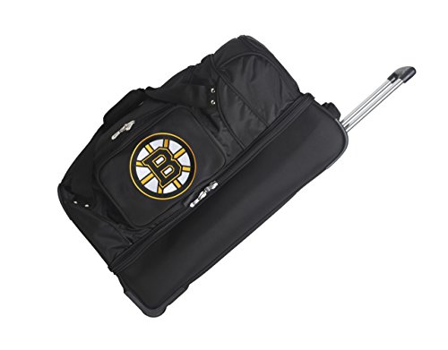 NHL Boston Bruins Rolling Drop-Bottom Duffel Bag, 27 x 16 x 14", Black