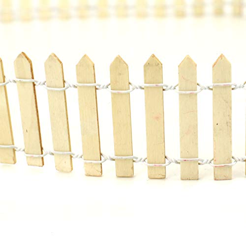 JETEHO 39 Inch Wood Picket Fence Miniature Ornaments Fairy Garden Fencing Accessories Set (Wood)
