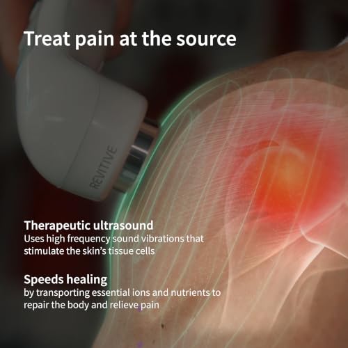Revitive Ultrasound Therapy Device for Pain Relief, Muscle Recovery & Injury Healing - Promotes Faster Healing - Portable Therapy Machine - Includes Ultrasound Gel - Drug-Free, Home Use