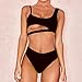 Leadmall Women Cutout Swimsuit Set – Ladies Sexy Brazilian Crop Tops Bikini Set – Two Piece Solid Color Beachwearthumb 1