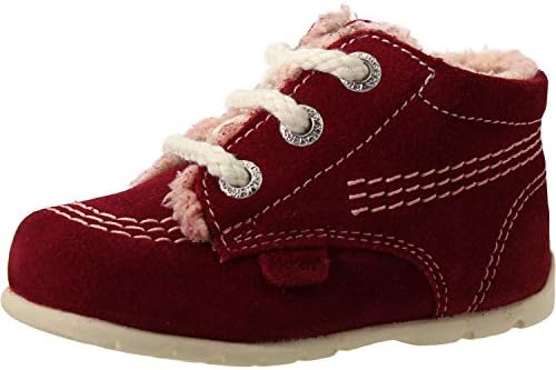 Kickers Kick Hi B Fur Burgundy Suede Baby First Walkers Shoes