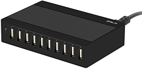 Desktop Charger,ZMLM 60W/12A 10-Port USB Charger,Wall Charger with Smart IC for iPhone 7/7Plus, iPhone 6/6 Plus, iPad Air 2/Mini 3, Samsung Galaxy S6/S6 Edge and More