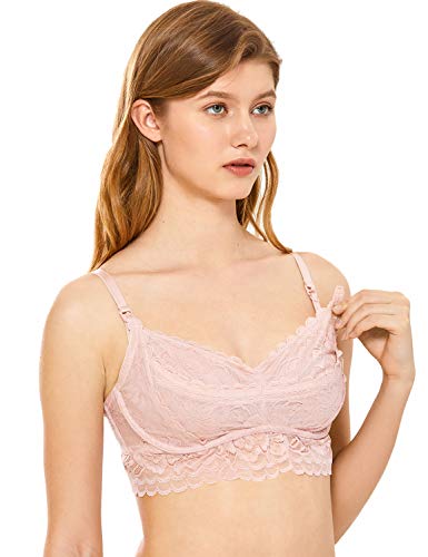 MOMANDA Women's Underwire Lace Nursing Hands-Free Pumping Bra Adobe Rose 40D