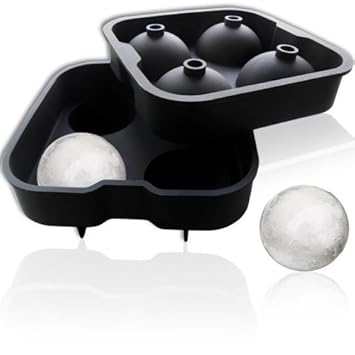 XXL-Eiskugelform für 4 Eiskugeln mit 4,5 cm Durchmesser aus Silikon – Eiswürfelform – Eisform – Eiskugel - Ice Ball Mold – Si