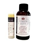 Punkin Butt Teething Oil 2 oz and Lip Balm. Chamomile, Clove, Peppermint. Natural, Safe, Effective; PETA Cruelty-Free, Vegan, use as Often as Needed, chapped Lips