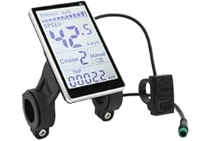 Electric Bike LCD Display Meter, 5 Pin 24V 36V 48V 60V Waterproof LCD Display Panel, Large Screen Bicycle Speedometer Bike Co