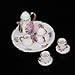 8pcs Dining Ware Porcelain Tea Set Dish Cup Plate 1/6 Dollhouse Miniature -Pink Rose