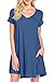 MOLERANI Women's Casual Plain Simple Pocket T-Shirt Loose Dress (2XL, Beja Blue)