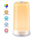 Elfeland Wake Up Light, Sunrise Simulation LED Alarm Clock,Digital Alarm Clock,Touch Control,5 Natural Sounds,Snooze, 256 Color RGB Mode,3 Brightness Bedside Lights for Kids Adults