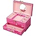 SONGMICS Ballerina Musical Jewelry Box for Little Girls, Faux Leather Music Box with Pullout Drawer, Pink Mermaid UJMC14PK
