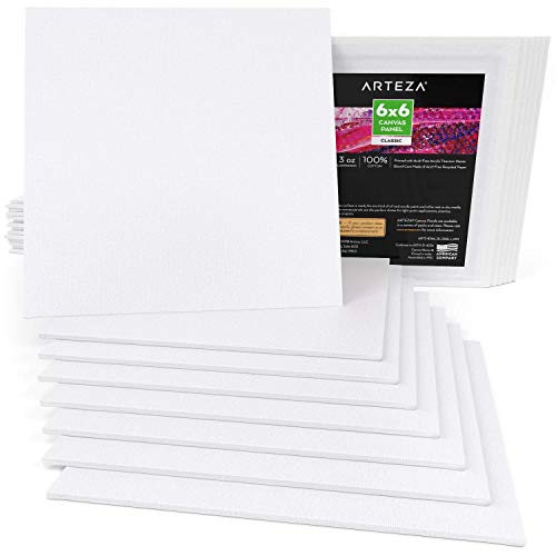 image for Arteza 6x6” White Blank Canvas Panels Boards, Bulk Pack of 28, Prime