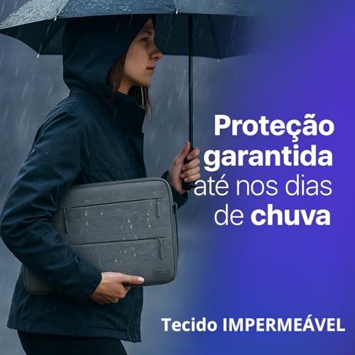 Case Capa Bolsa Pasta Para Notebook 12, 13, 14, 15 e 16 Polegadas Impermeável C/Alça Interior Aveludado Compatível MacBook Dell Lenovo Asus HP Ideal Trabalho Estudo Viagem (12, 13 e 14 Polegadas)