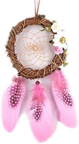 CH Catcher Dream - Dreamcatcher Handmade Dream Catcher With Rattan Bead Feathers Wall Car Hanging Decoration Ornament - Shirt Catcher Dreamer Dream Wind Chimes Hanging Decorations Catcher Dream