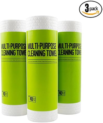 Weallnersse Kitchen Clean Paper Towel Cloth Reusable Durable Washable for Dish/Glass/Desk/Furniture Washing in Housing/Parties/Dinners/Cookroom/Picnic (3 Rolls 120 Sheets)