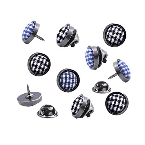 Joyci 10-Pack Vintage Brooch Shirt Suit Lapel Pin Vest Safety Pushpin Buckle Decorate Button Metal Tie Tacks Pin Back Clutch (British Plaid)