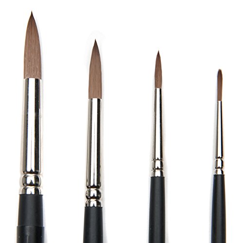 AIT Art Select Paint Brushes - Set of 4 Synthetic Sable Brushes - Handmade in USA - Compact Travel Set