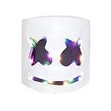 DJ Mask, Music Festival Helmets, Full Head Masks Halloween Party Props Costume Masks White (LED Light up)